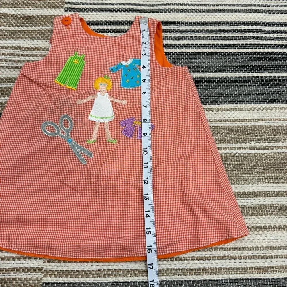 Mulberry St. Outfit Reversible Top Embroidered Gingham Halloween Orange Size 2